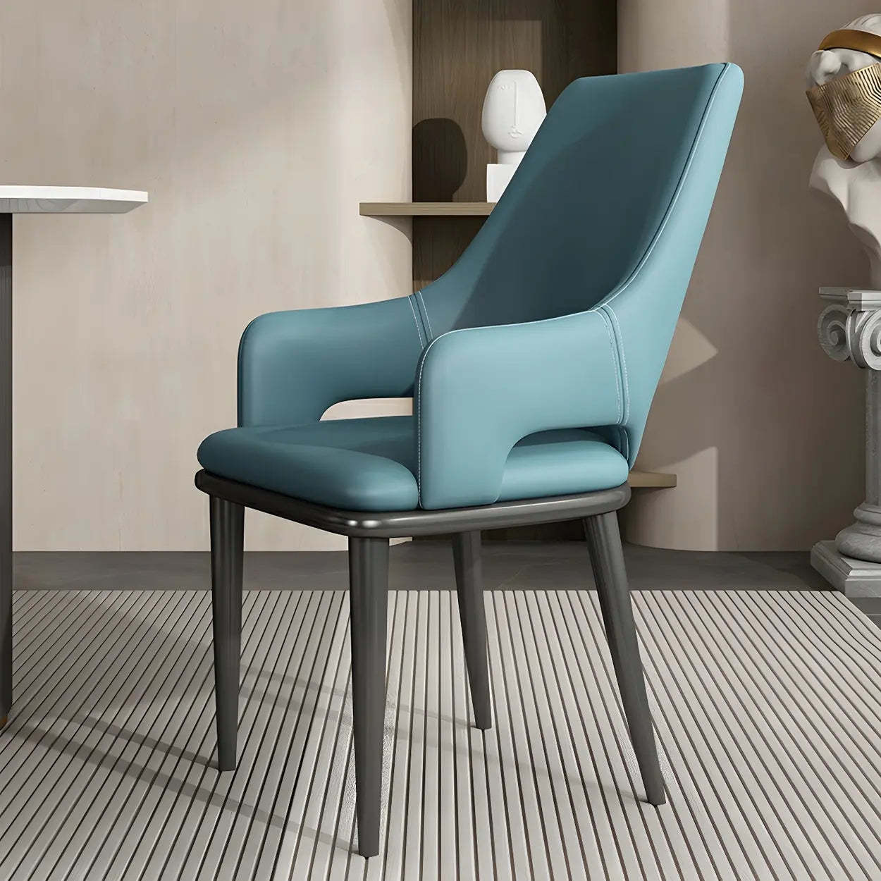 Faux Leather Metal Dining Armchair