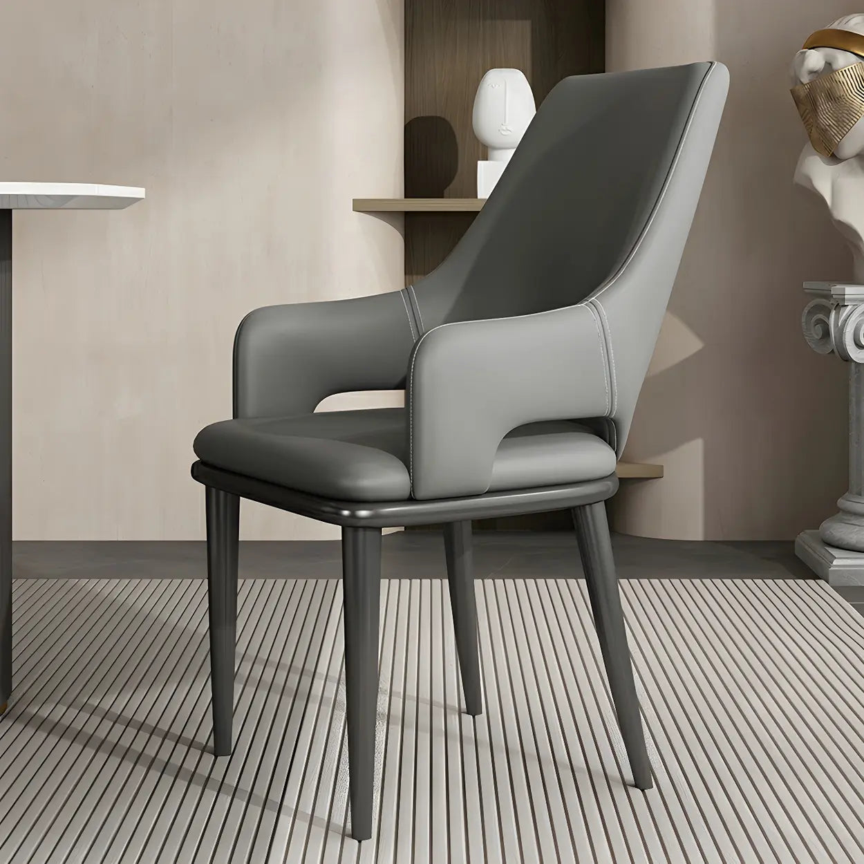 Faux Leather Metal Dining Armchair