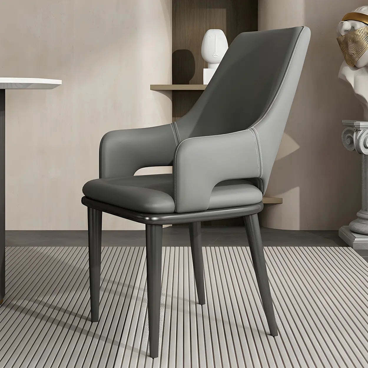 Faux Leather Metal Dining Armchair