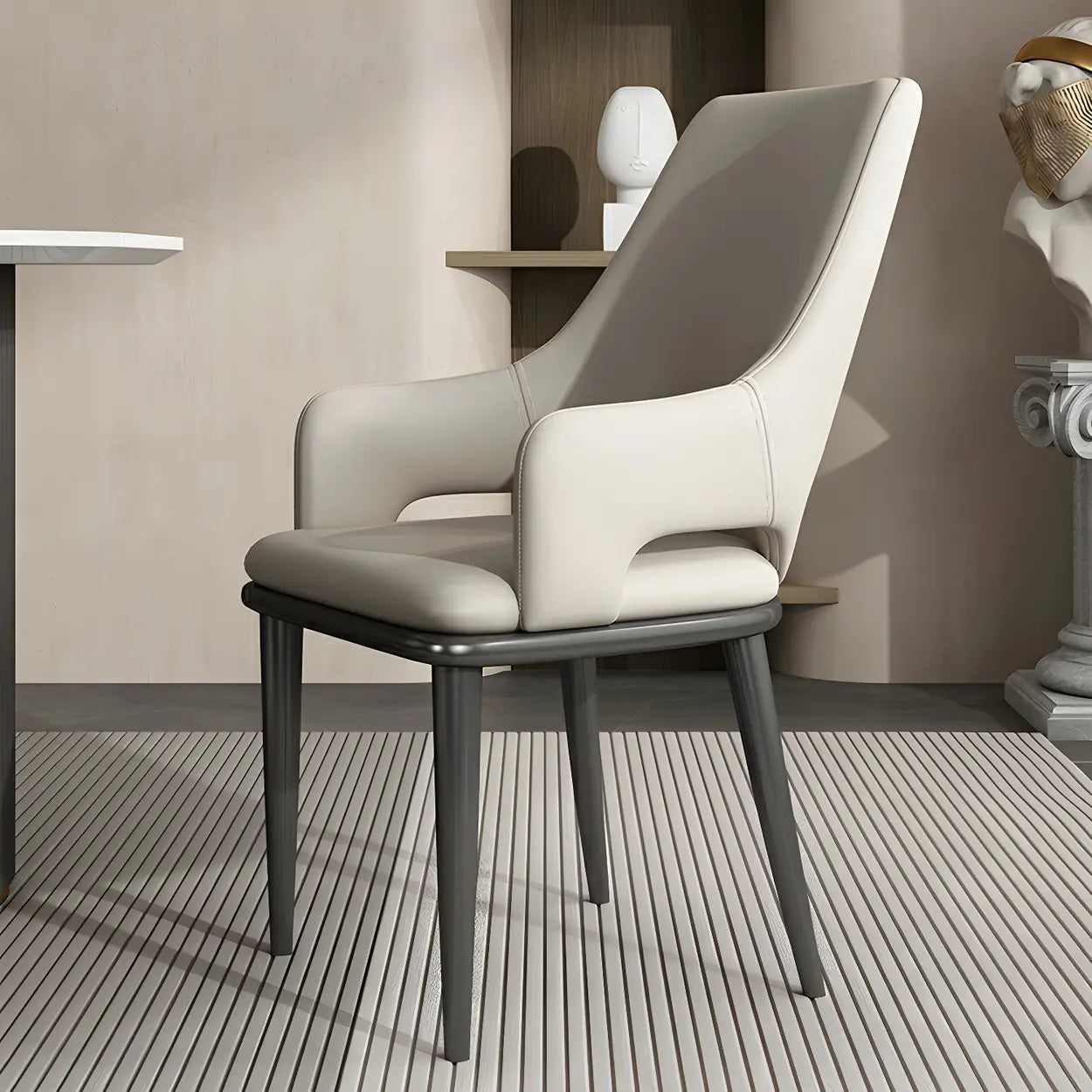 Faux Leather Metal Dining Armchair