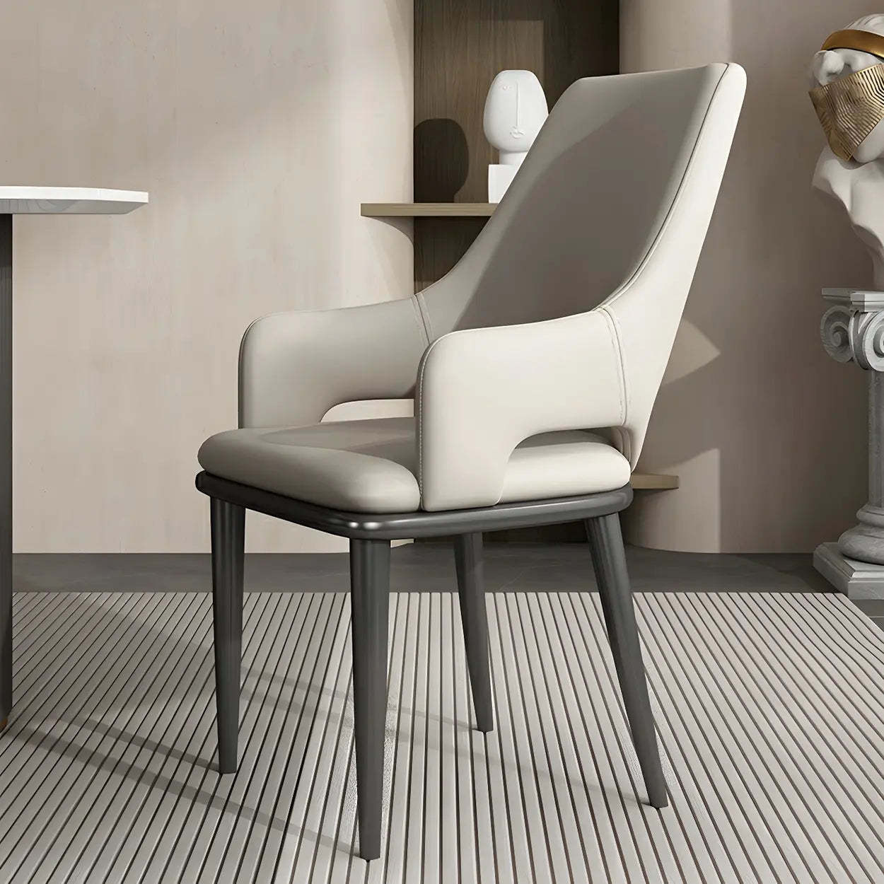 Faux Leather Metal Dining Armchair