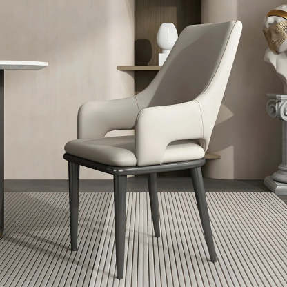 Faux Leather Metal Dining Armchair