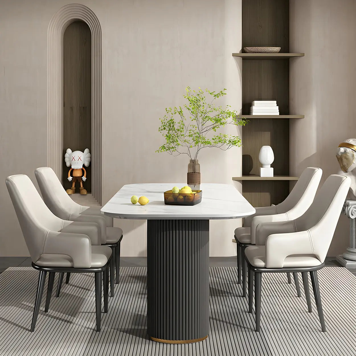 Faux Leather Metal Dining Armchair