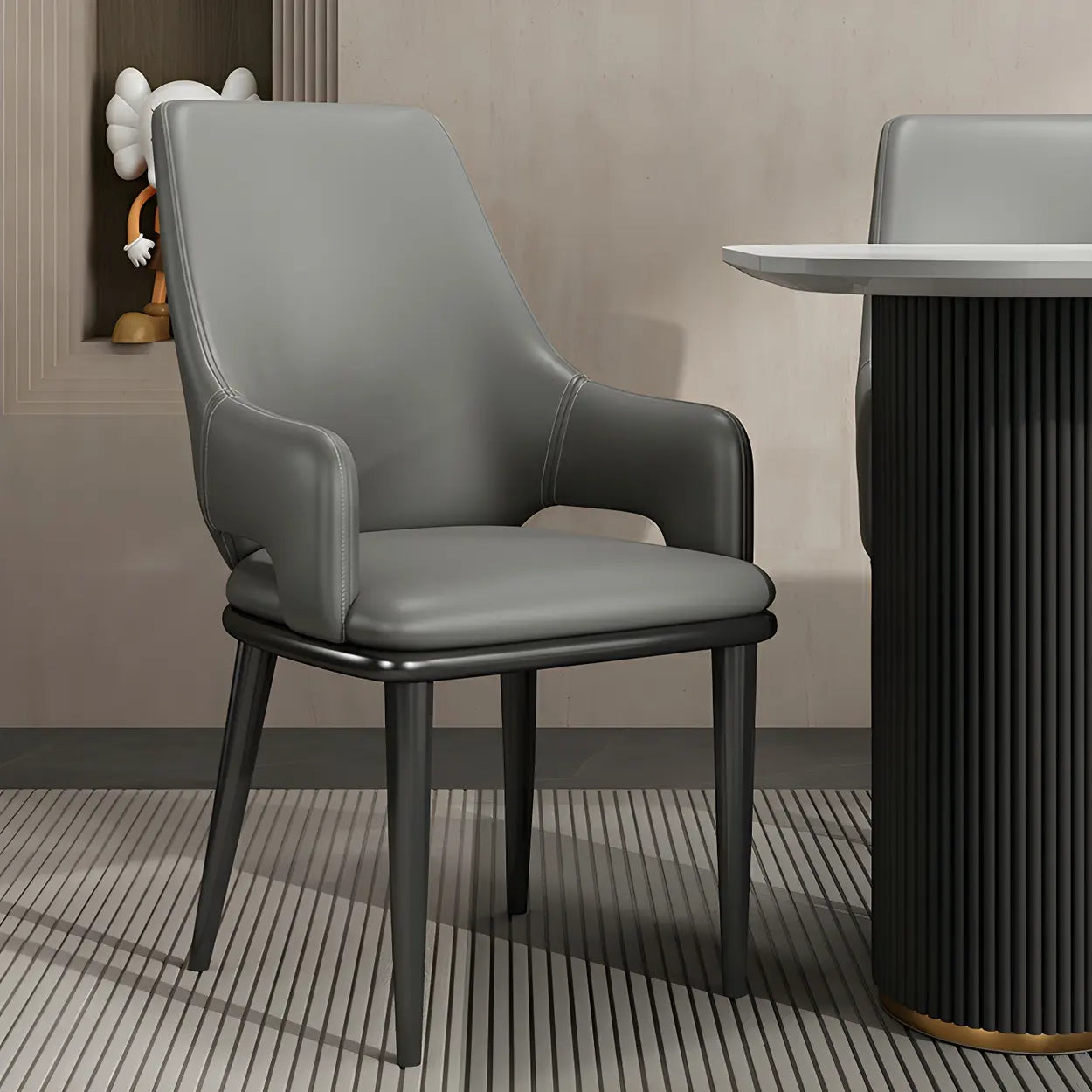 Faux Leather Metal Dining Armchair