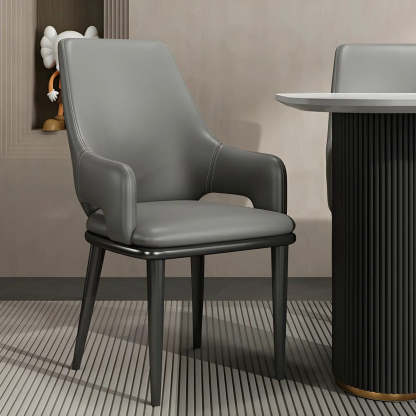 Faux Leather Metal Dining Armchair