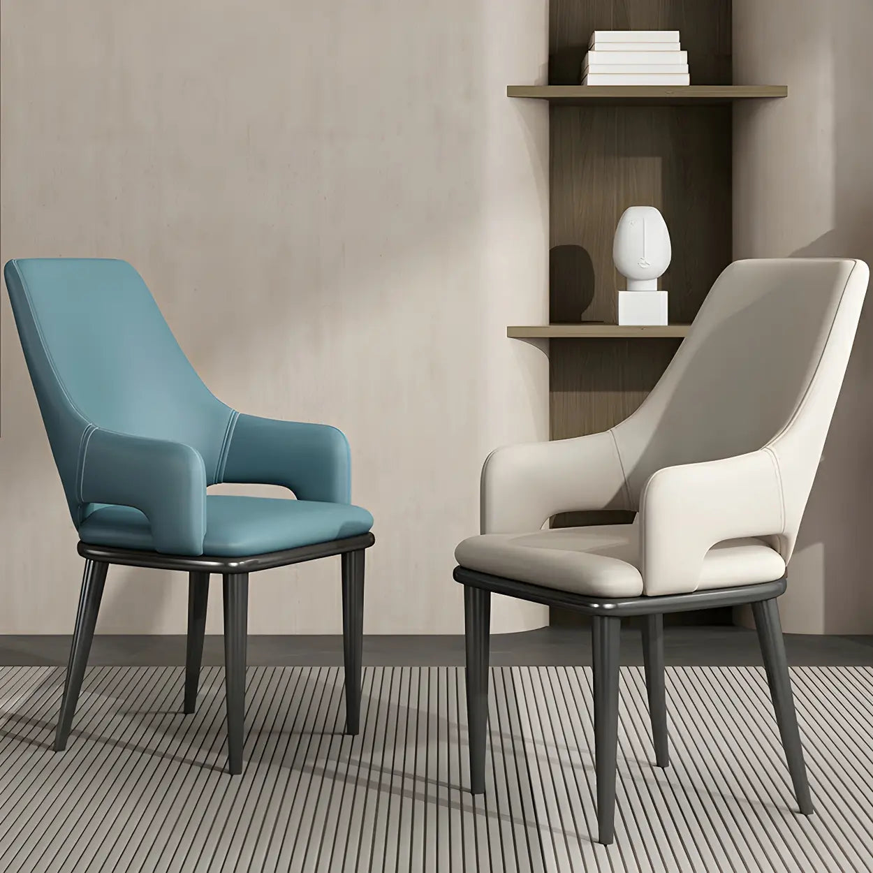Faux Leather Metal Dining Armchair