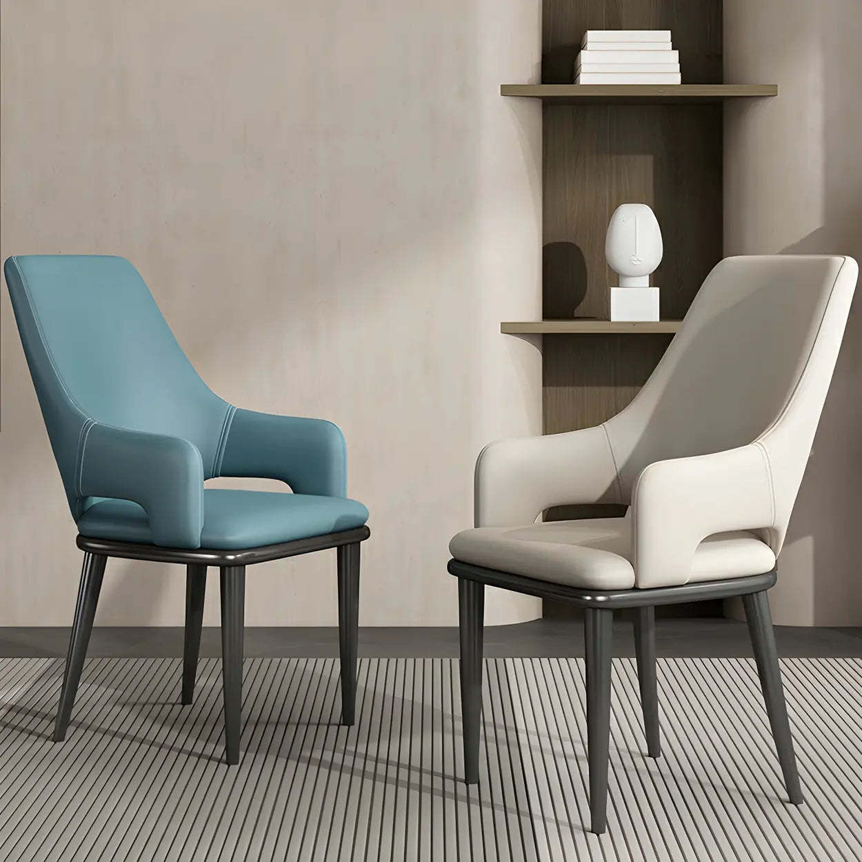 Faux Leather Metal Dining Armchair