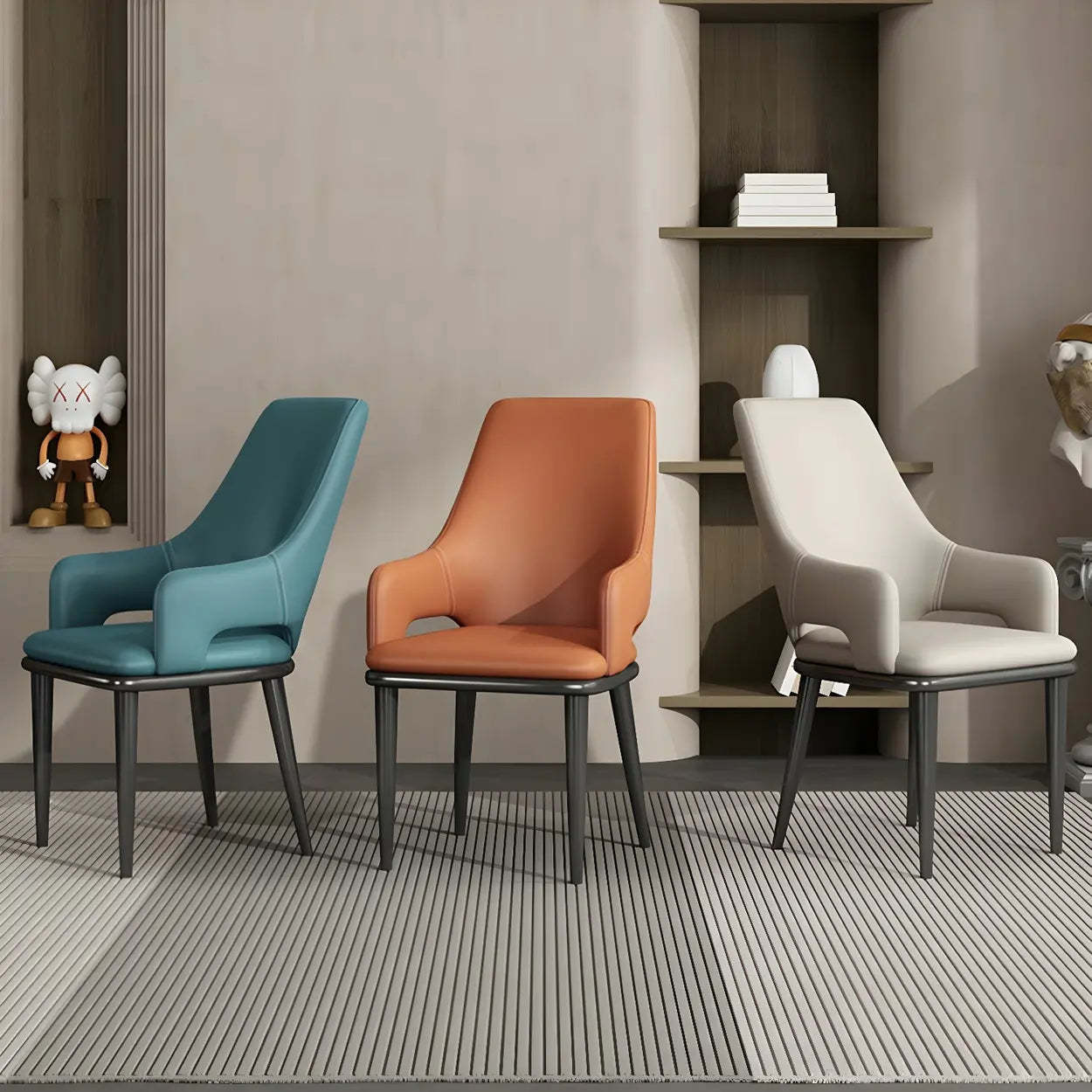 Faux Leather Metal Dining Armchair