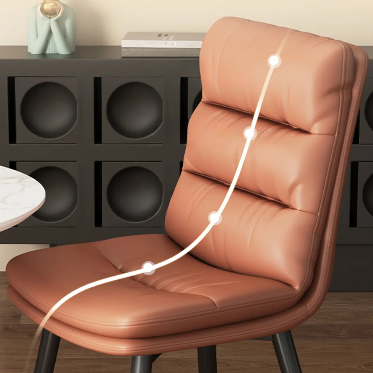 Faux Leather Strip-Back Upholstered Dining Chair