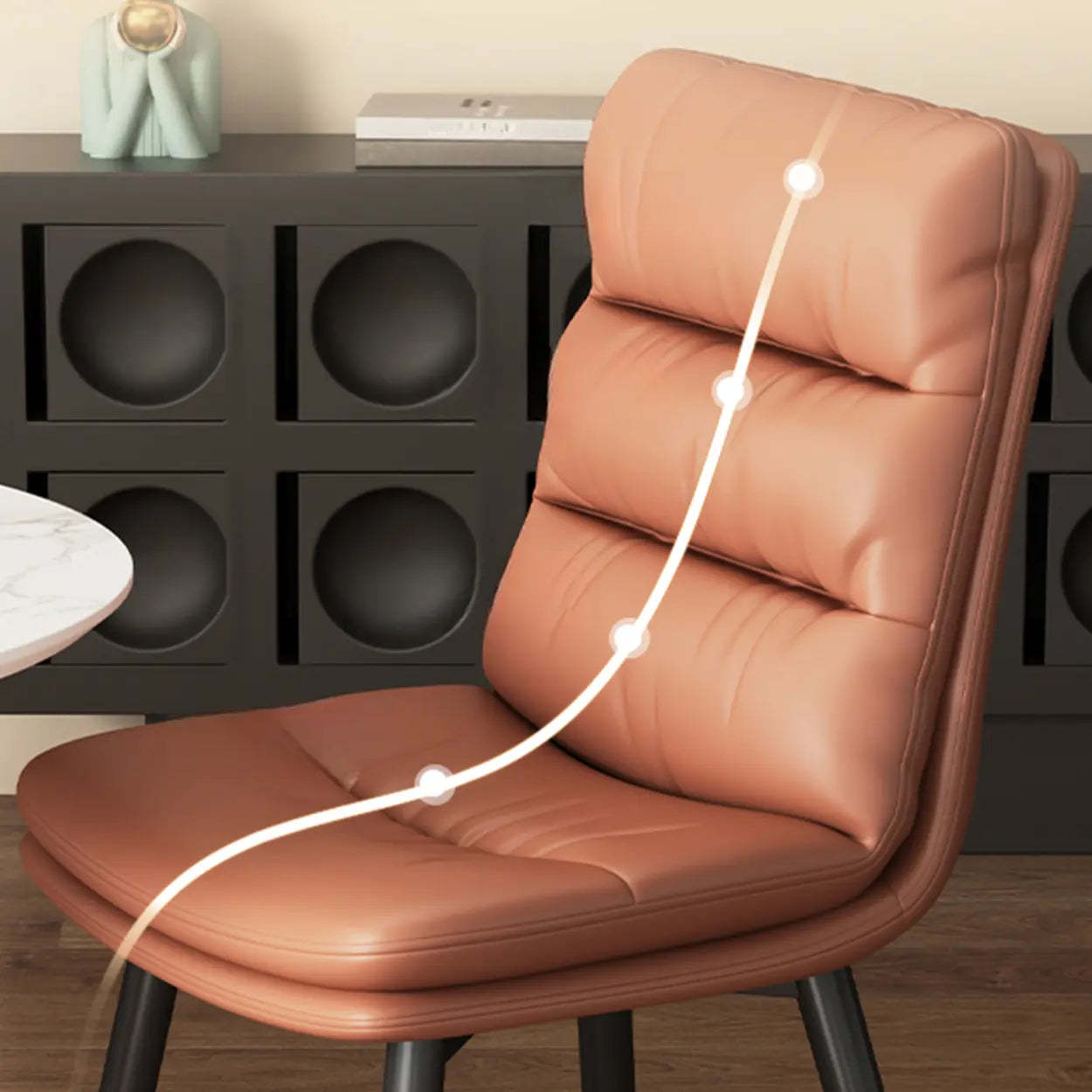 Faux Leather Strip-Back Upholstered Dining Chair