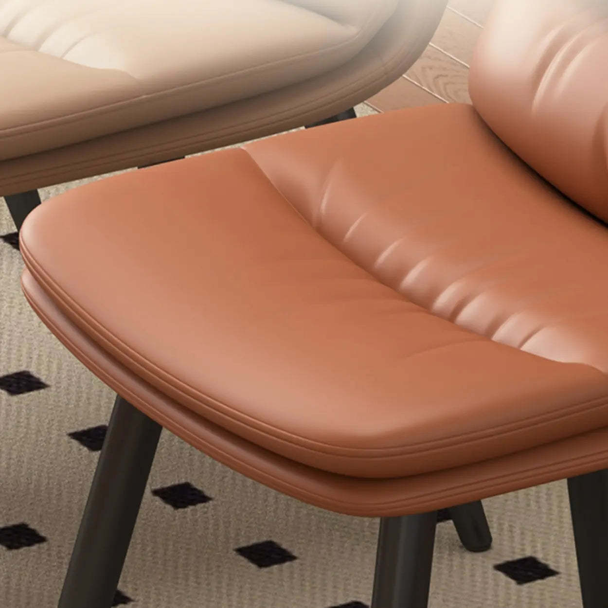 Faux Leather Strip-Back Upholstered Dining Chair