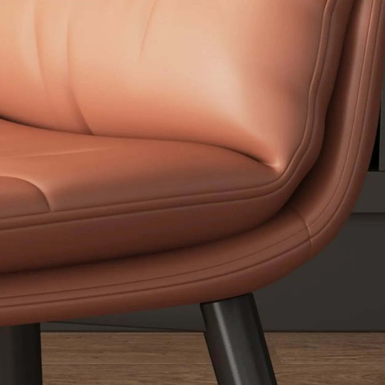Faux Leather Strip-Back Upholstered Dining Chair