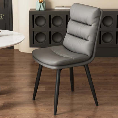 Faux Leather Strip-Back Upholstered Dining Chair