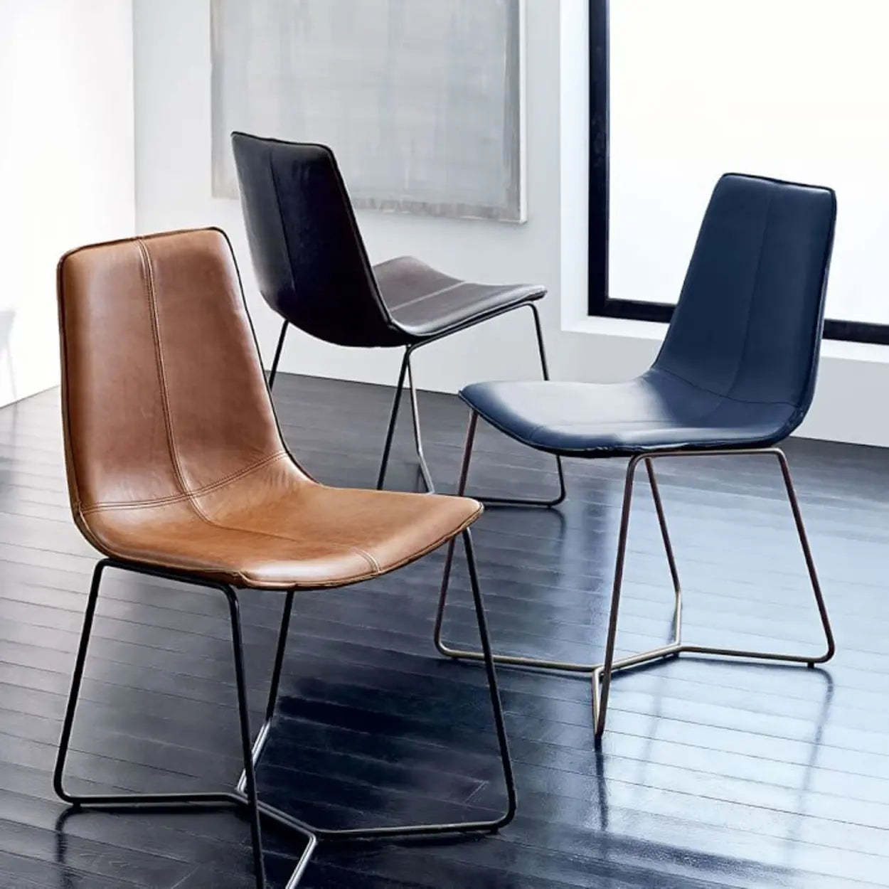 Faux Leather Upholstered Armless Dining Chair — White