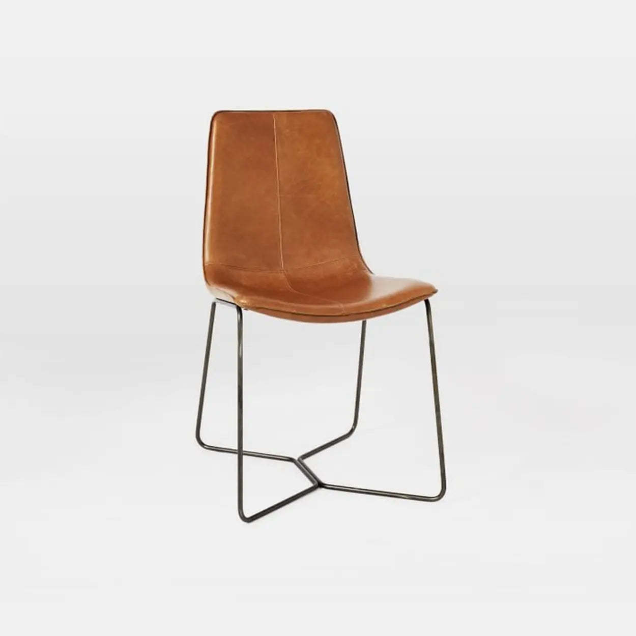 Faux Leather Upholstered Armless Dining Chair — Blue