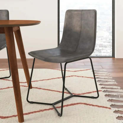 Faux Leather Upholstered Armless Dining Chair — Grey