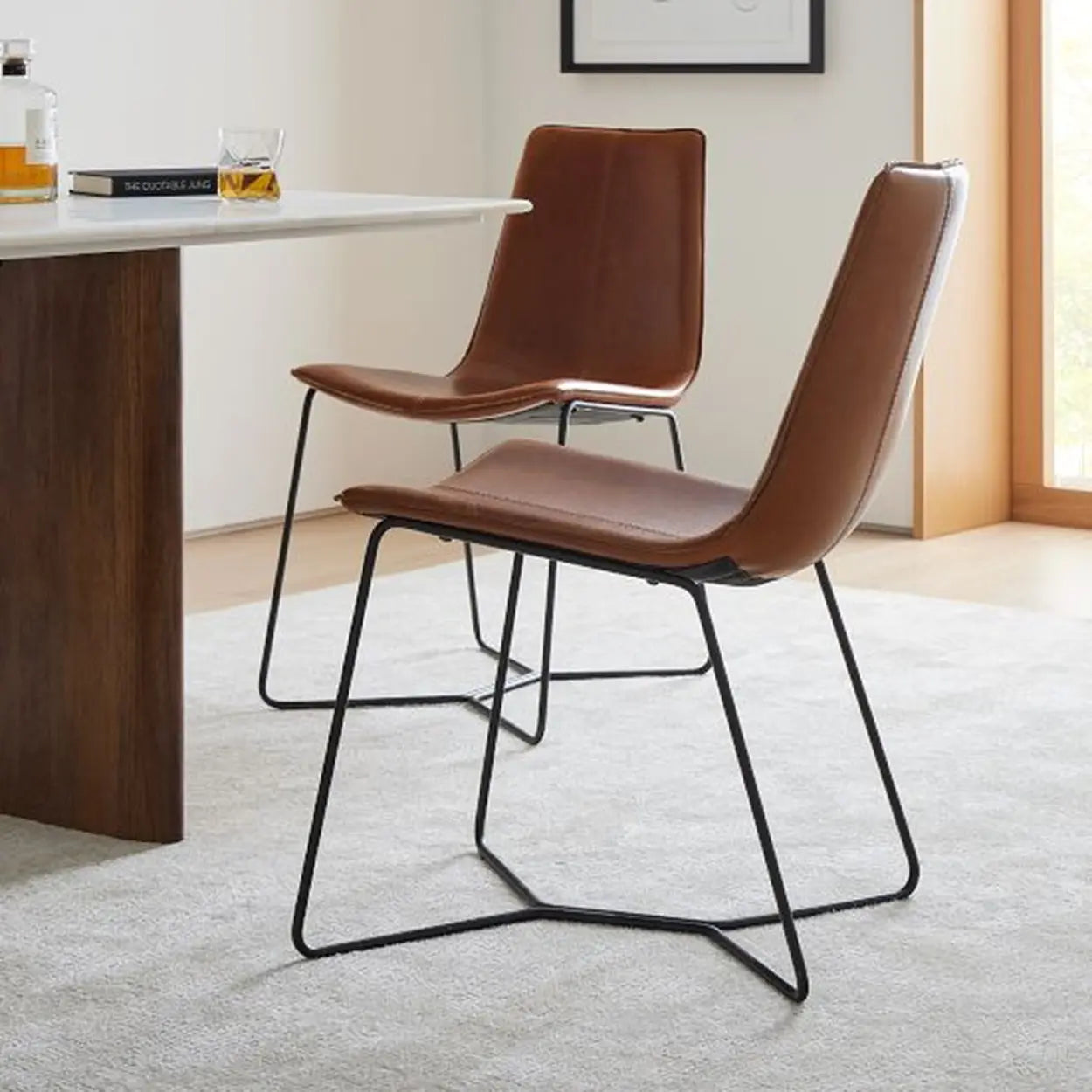 Faux Leather Upholstered Armless Dining Chair
