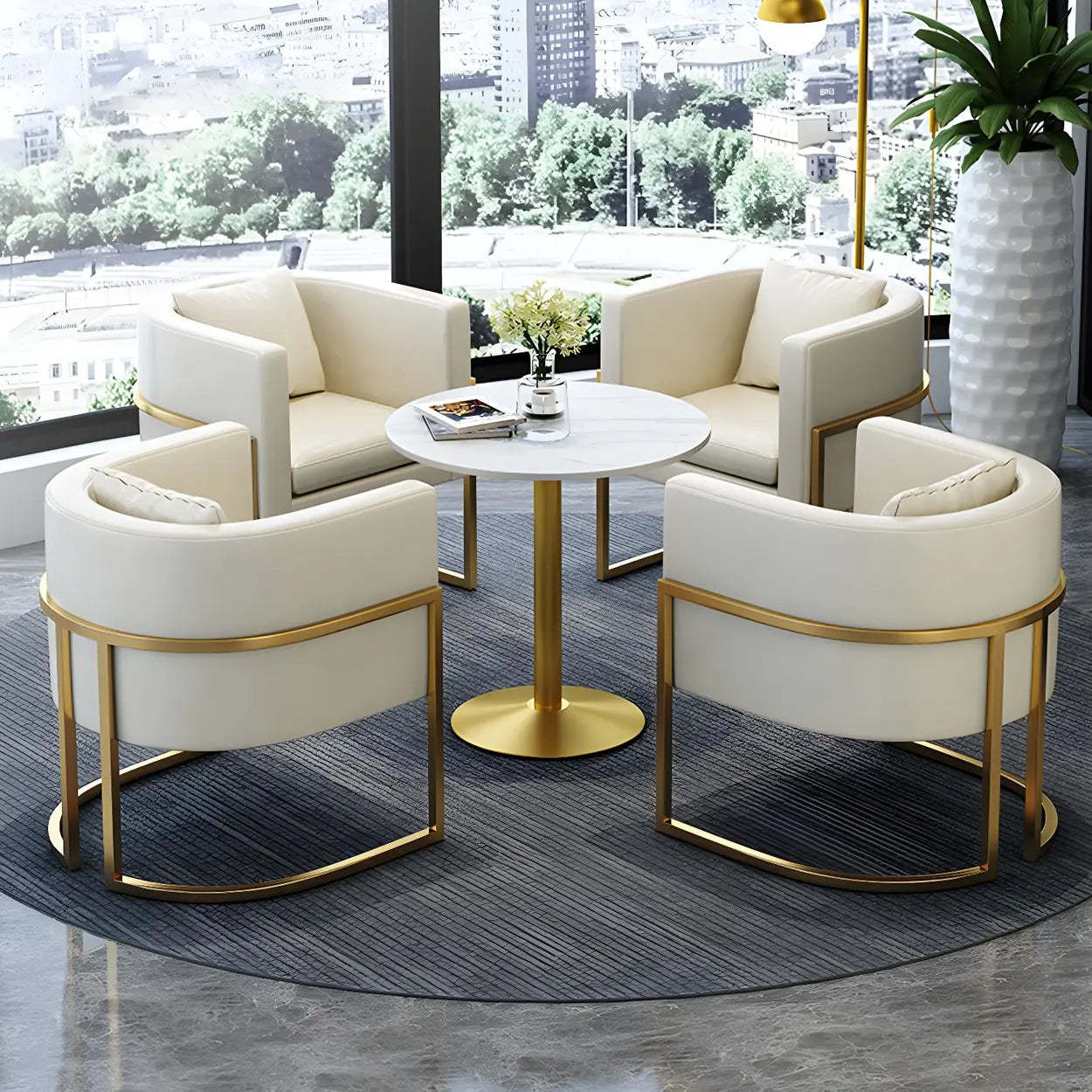 Faux Leather Arm Dining Chair — 1 Piece / Black