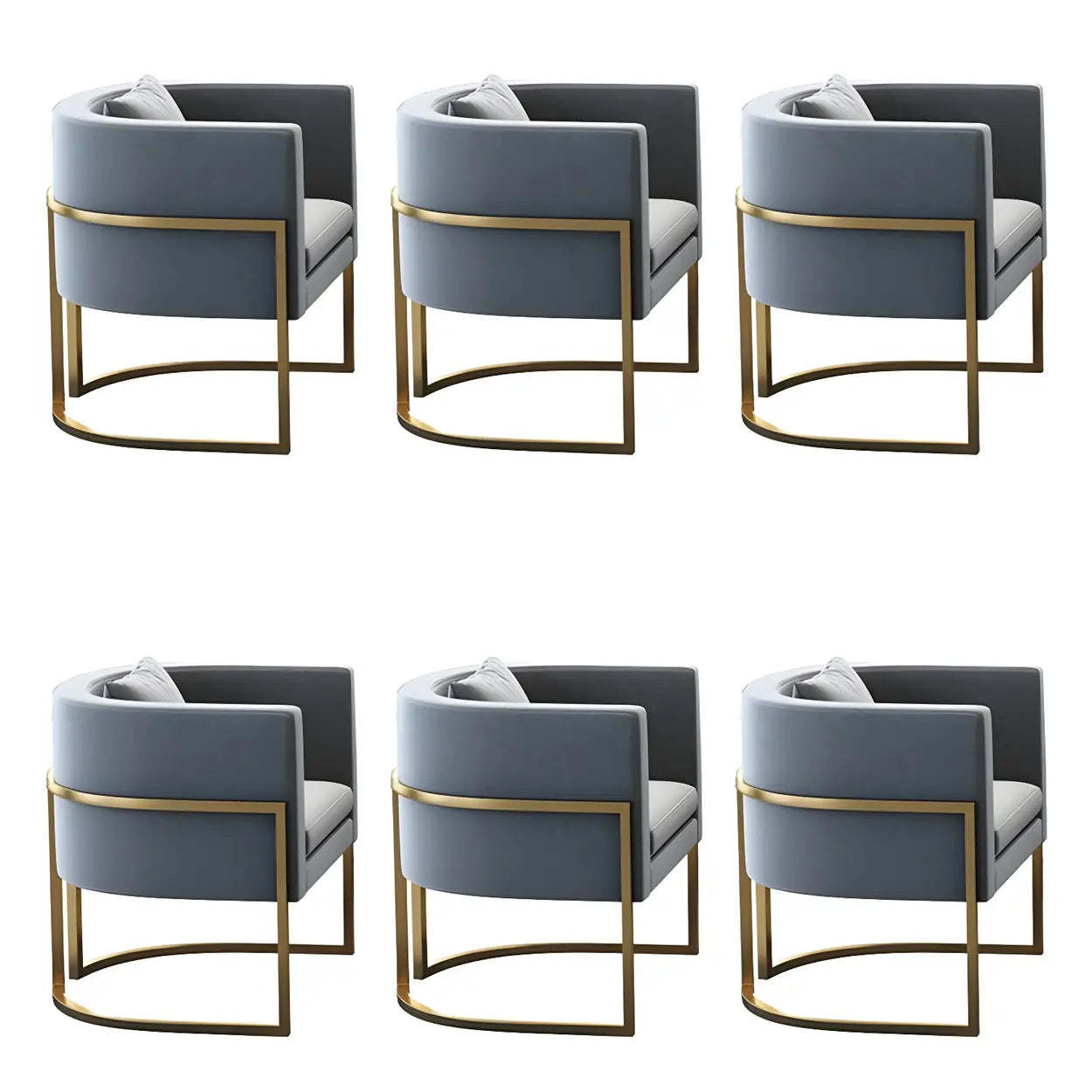 Faux Leather Arm Dining Chair — 6 Piece Set / Off-White