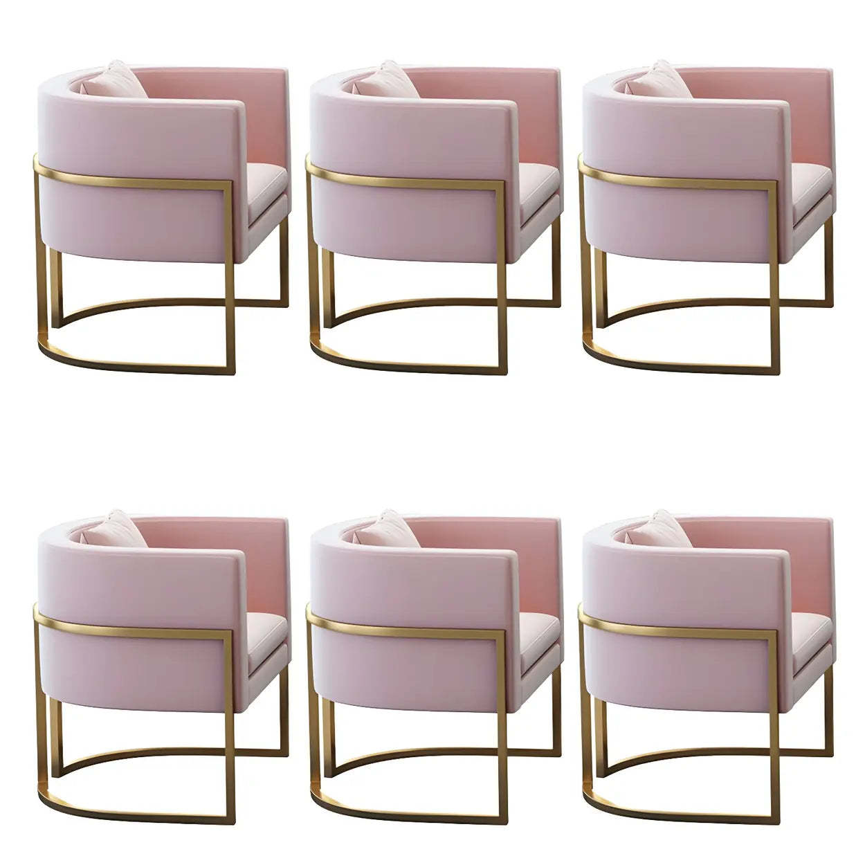 Faux Leather Arm Dining Chair — 6 Piece Set / Pink
