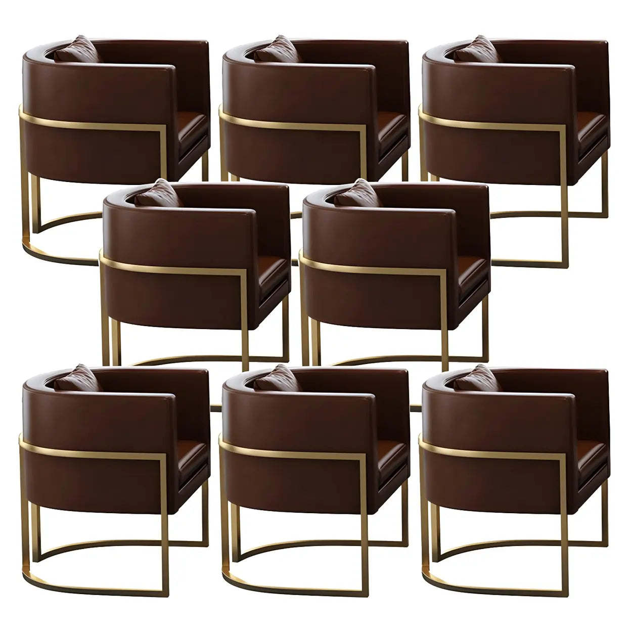 Faux Leather Metal Dining Arm Chair