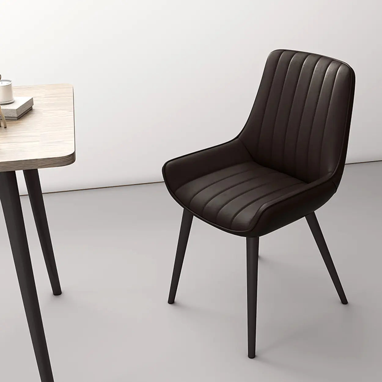 Faux Leather Parsons Dining Chair — Black / Black