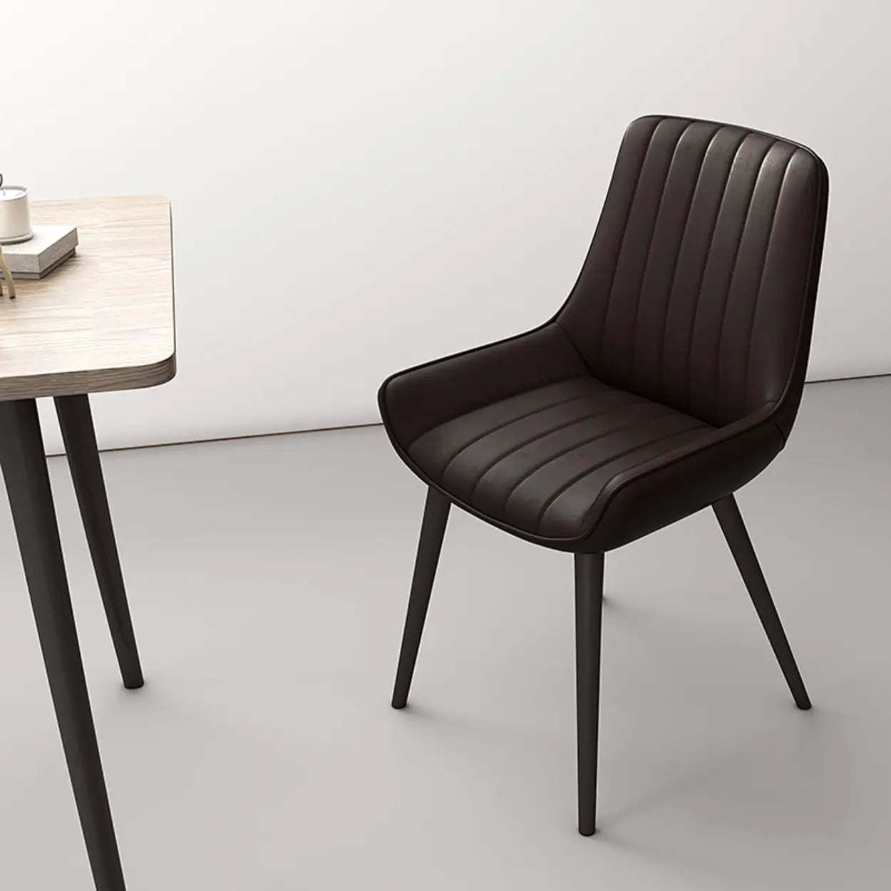 Faux Leather Parsons Dining Chair — Black / Black
