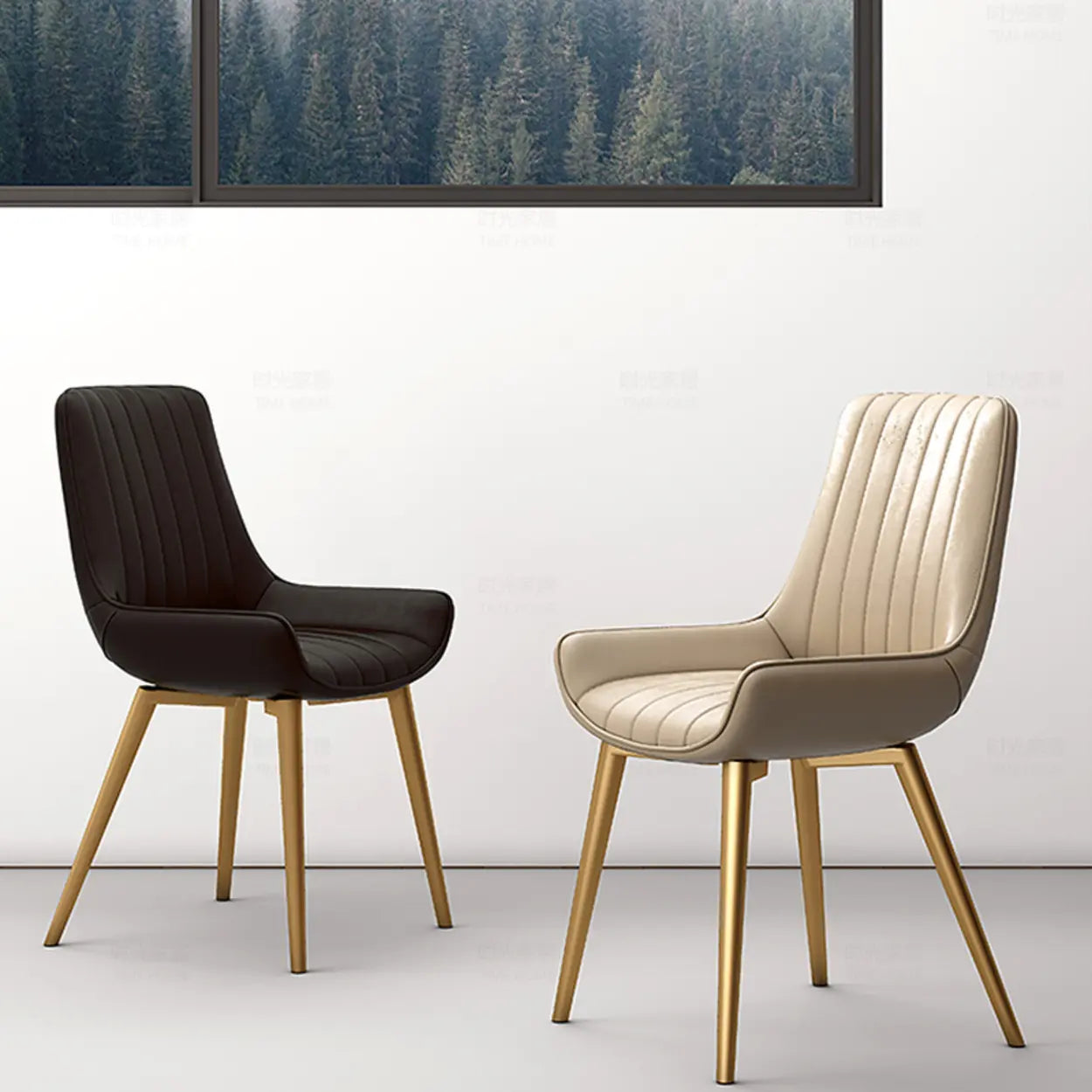 Faux Leather Parsons Dining Chair — Orange / Black