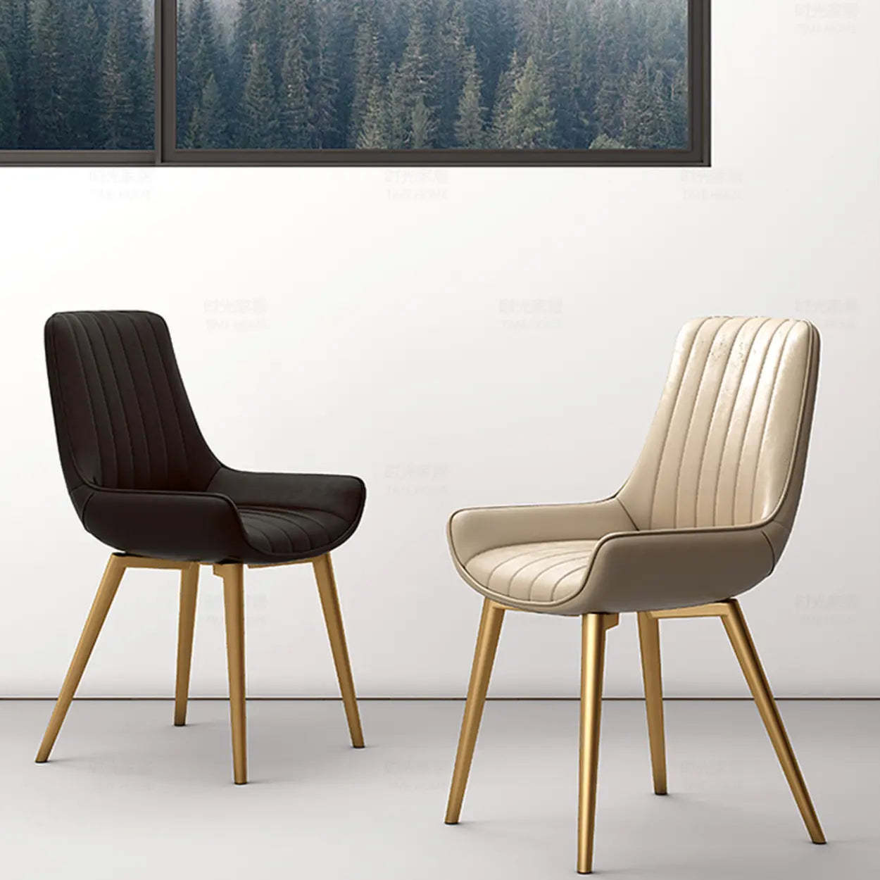 Faux Leather Parsons Dining Chair — Orange / Black