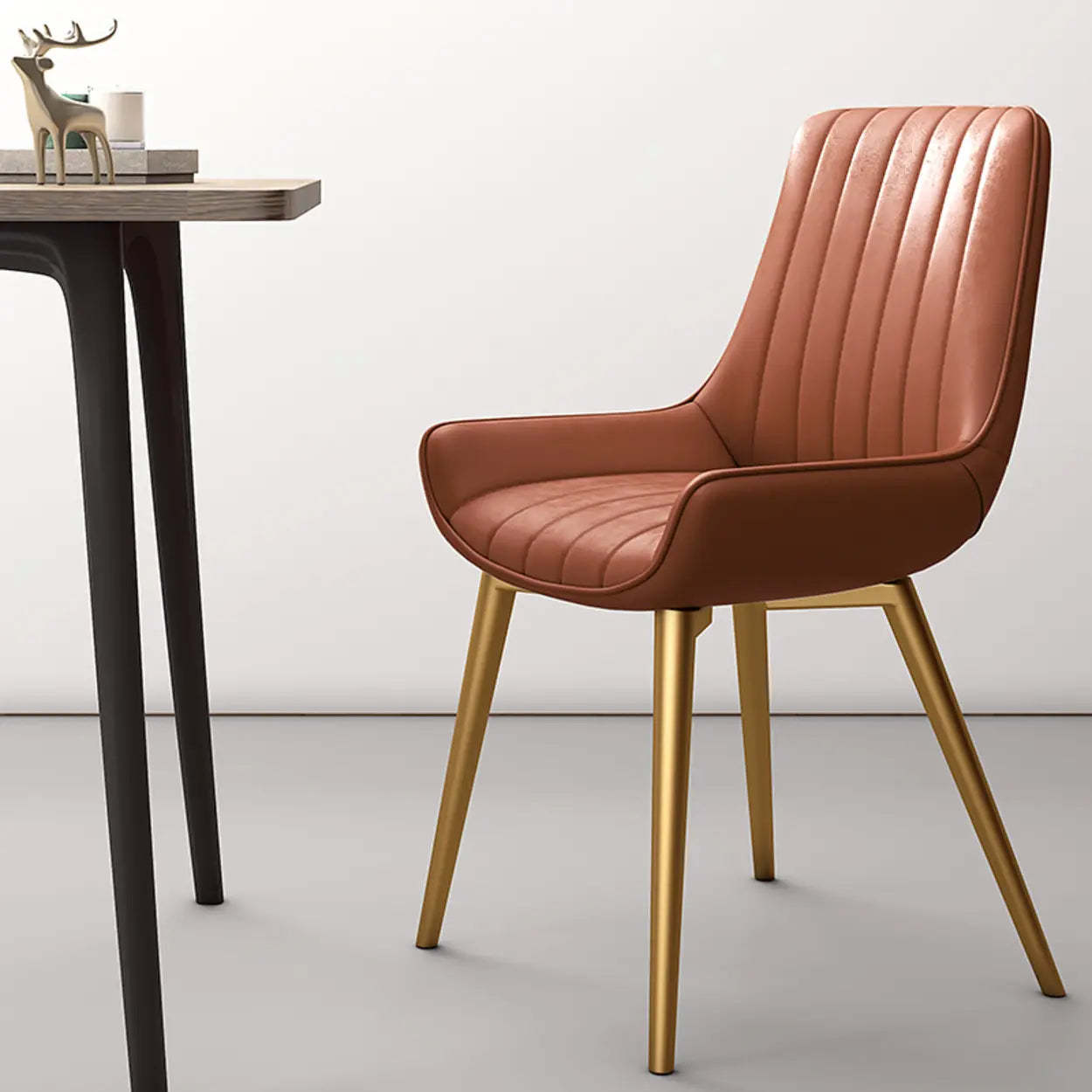Leather faux parsons dining chairs & benches in leather — Gold / Orange
