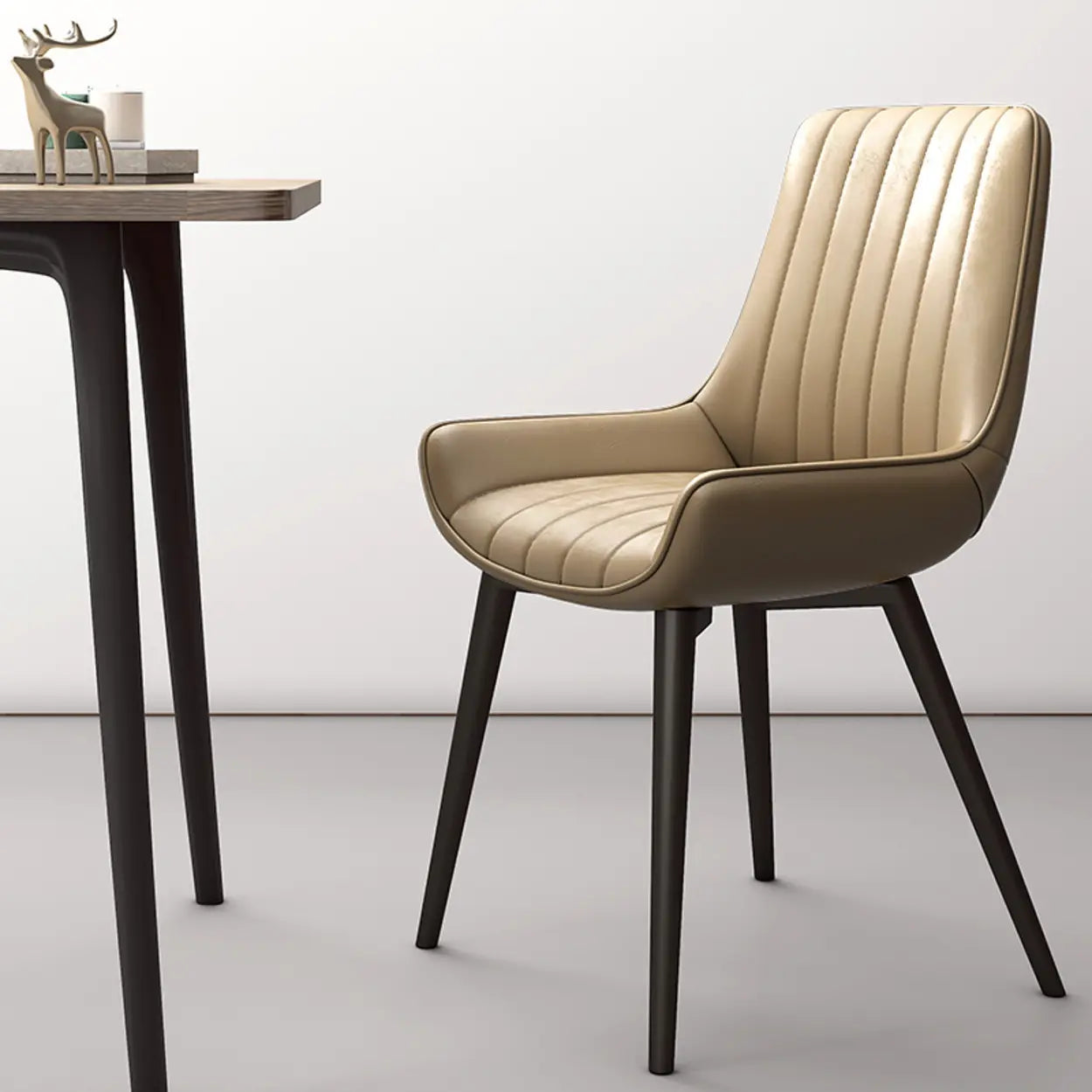 Faux Leather Parsons Dining Chair — Black / Gold