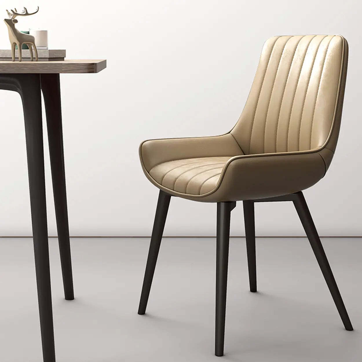 Faux Leather Parsons Dining Chair — Black / Gold