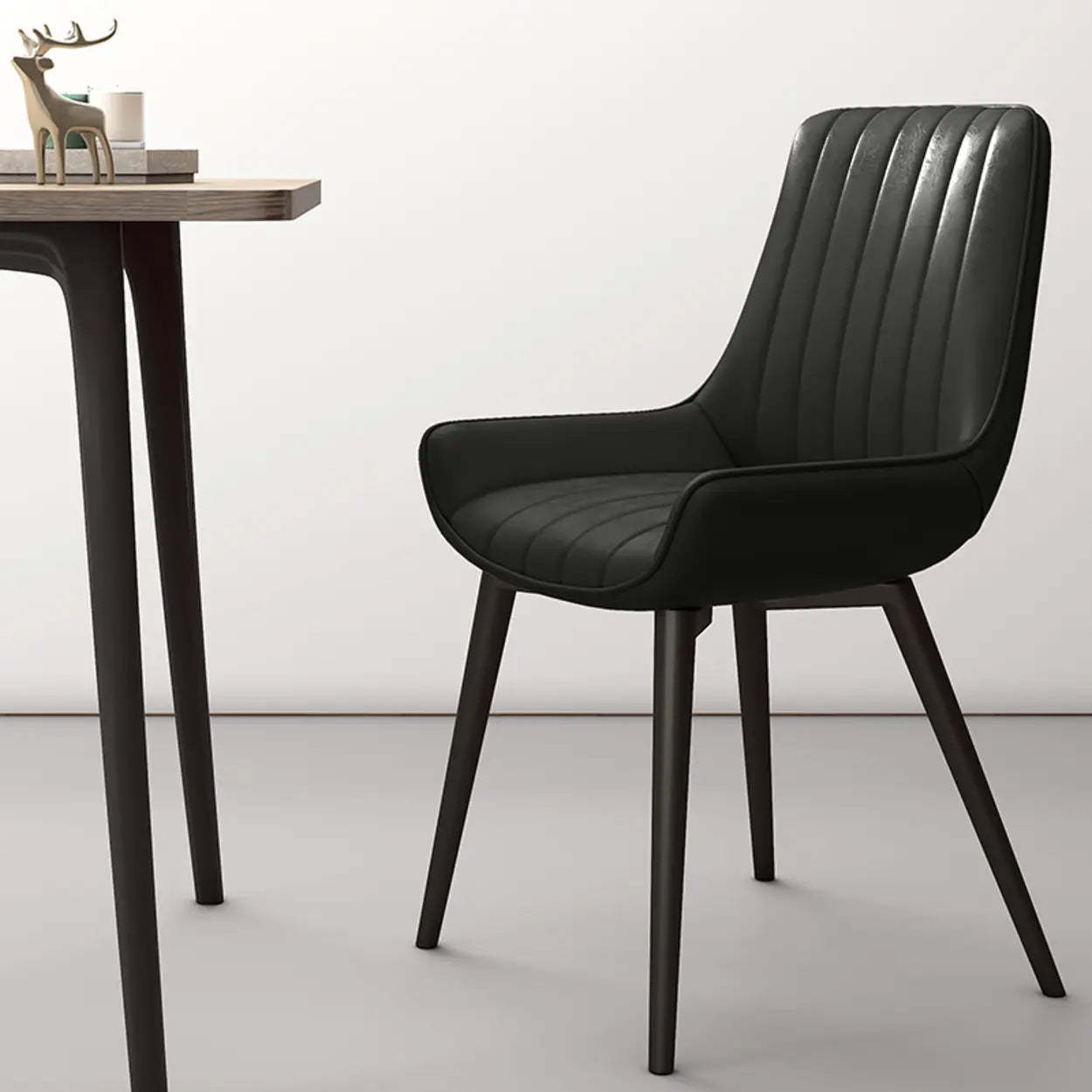 Faux Leather Parsons Dining Chair — Beige / Black