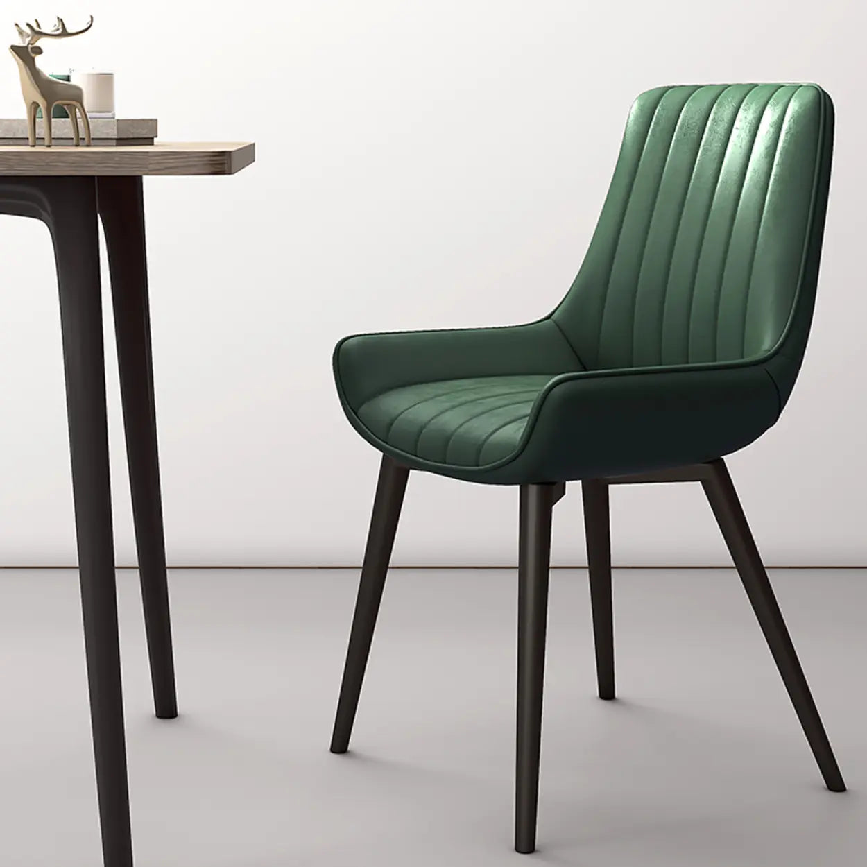 Faux Leather Parsons Dining Chair — Brown / Gold