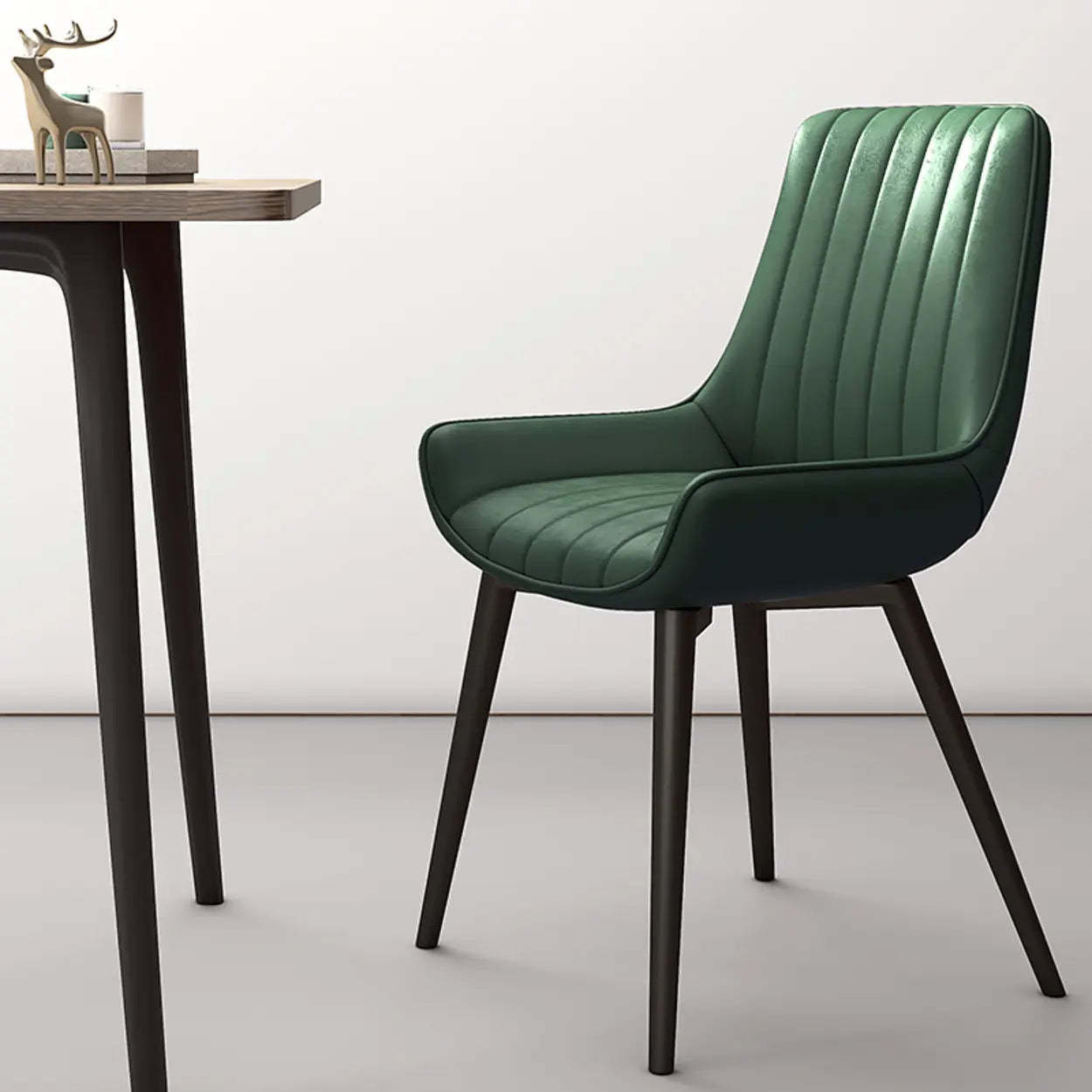 Faux Leather Parsons Dining Chair — Brown / Gold