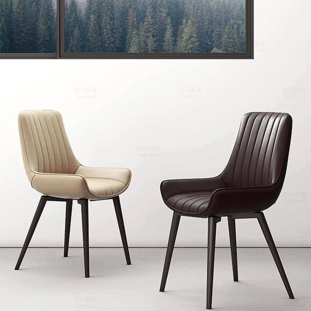 Faux Leather Parsons Dining Chair — Blue / Black