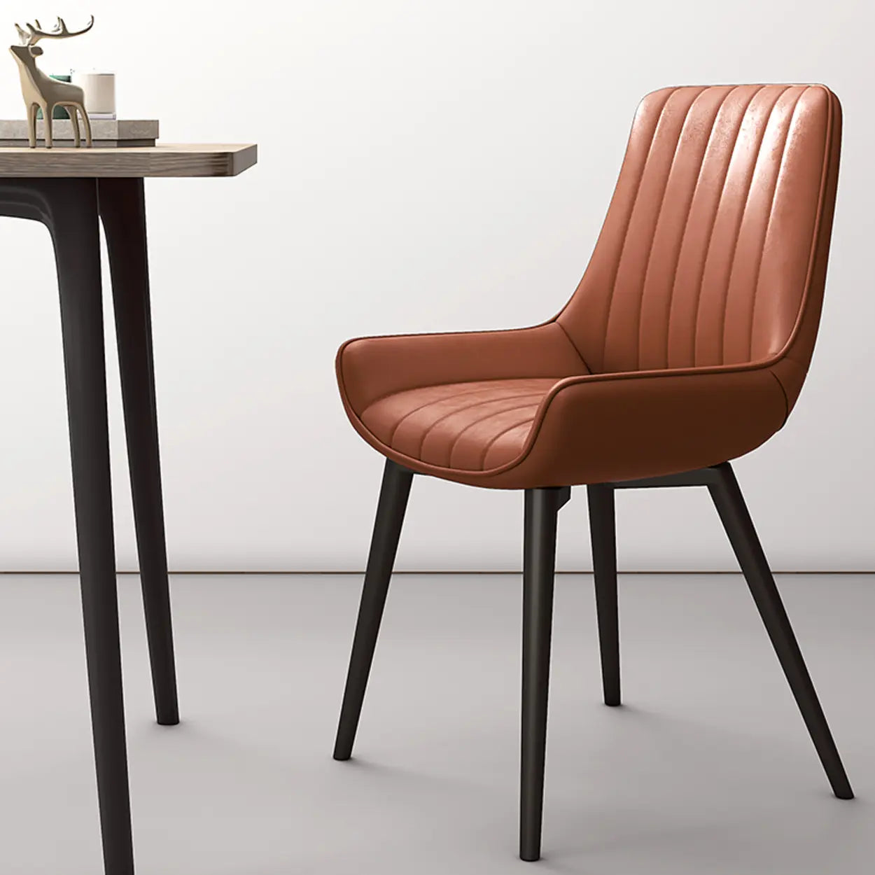 Faux Leather Parsons Dining Chair — Green / Gold