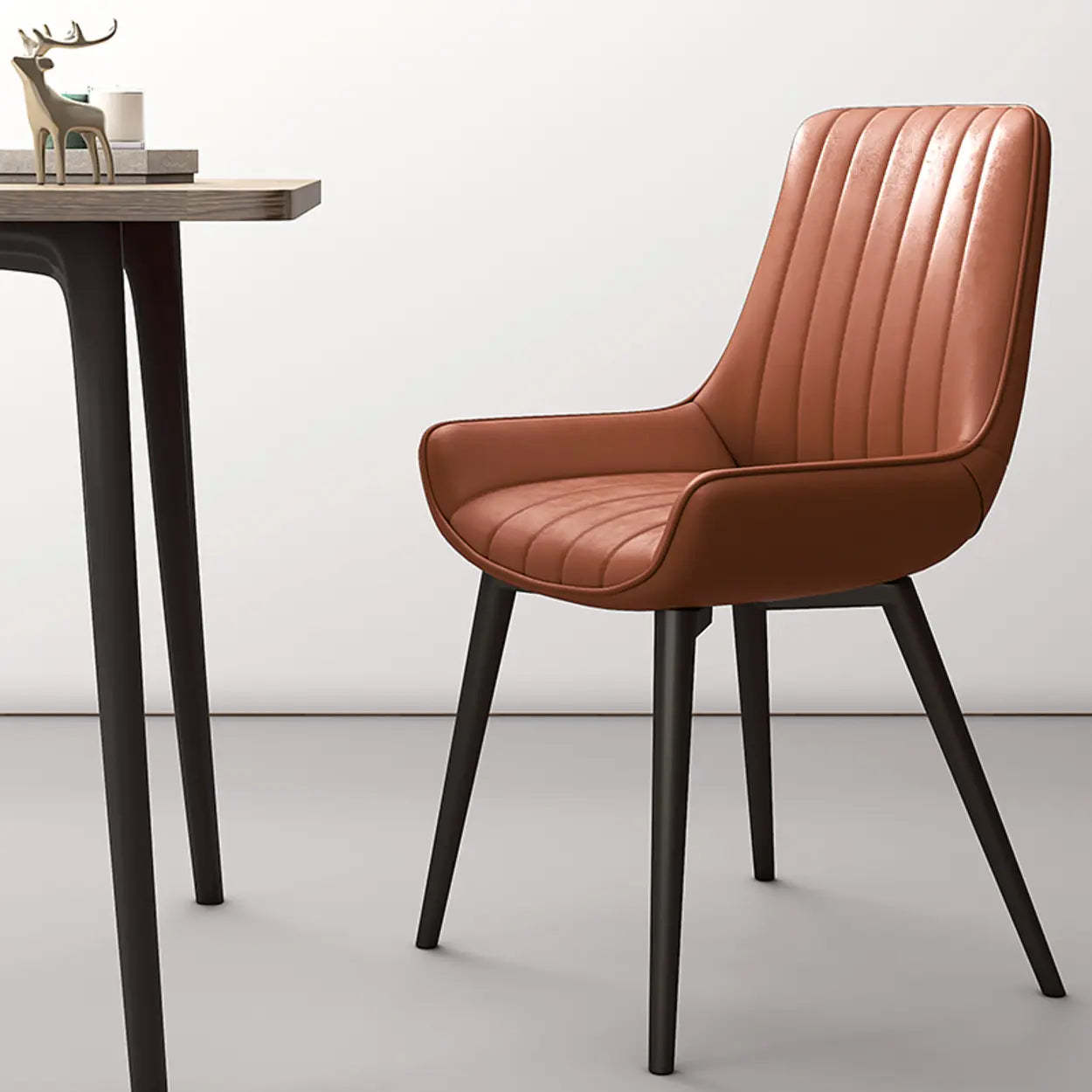 Faux Leather Parsons Dining Chair — Green / Gold