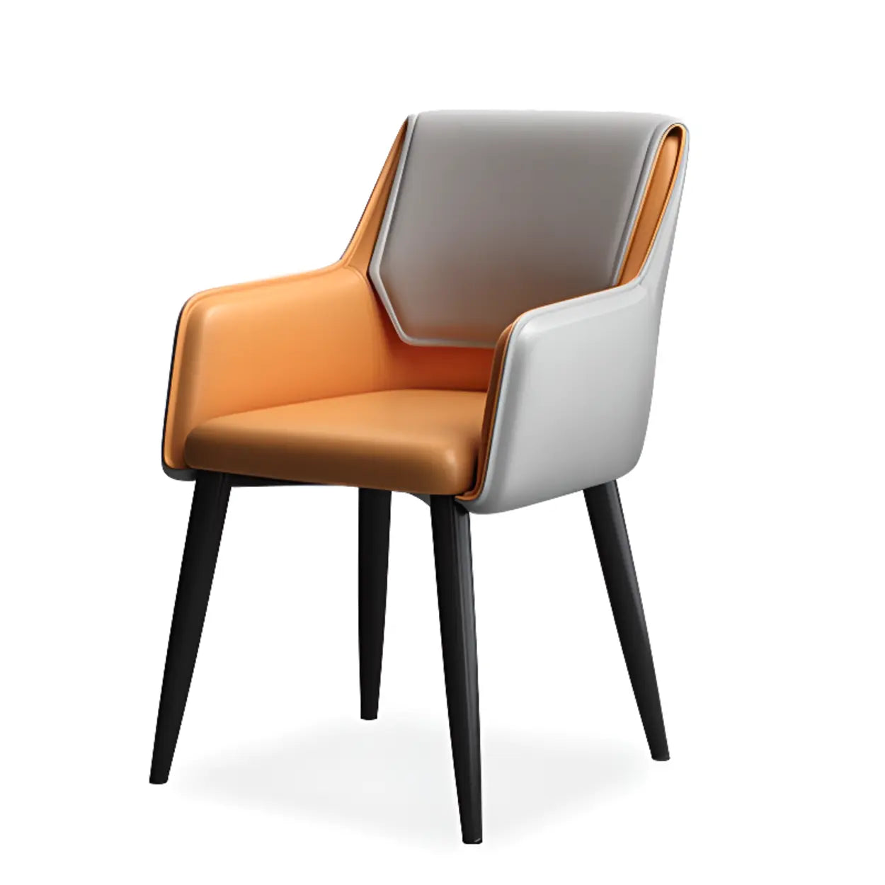 Faux Leather Solid Back Arm Dining Chair
