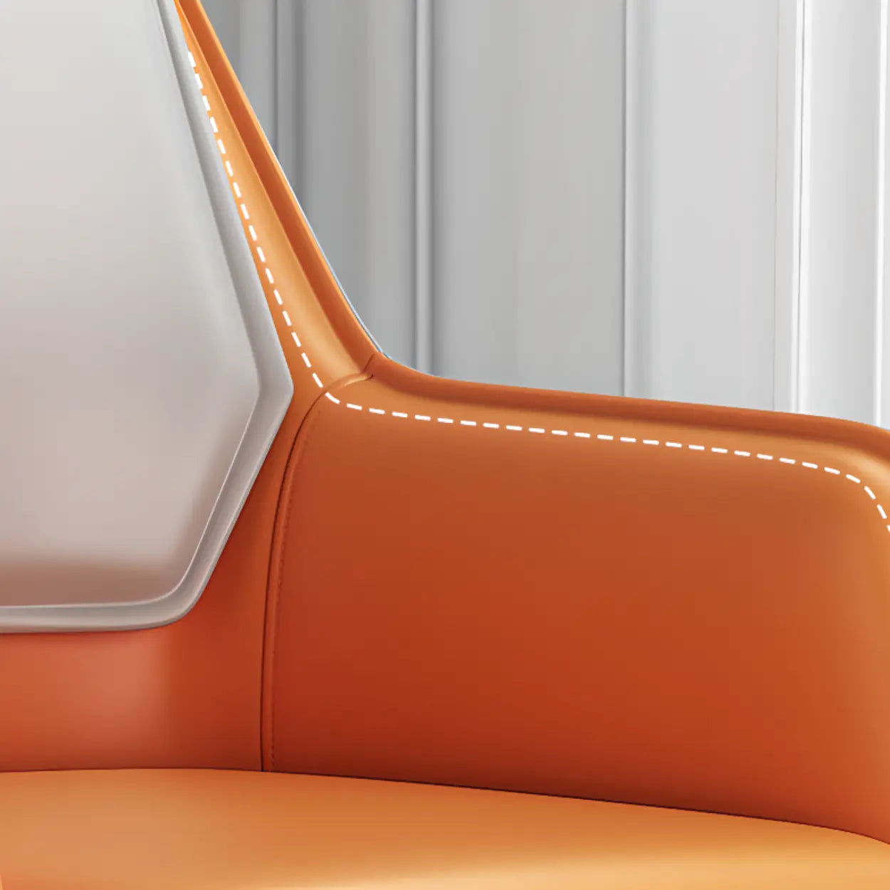 Faux Leather Solid Back Arm Dining Chair