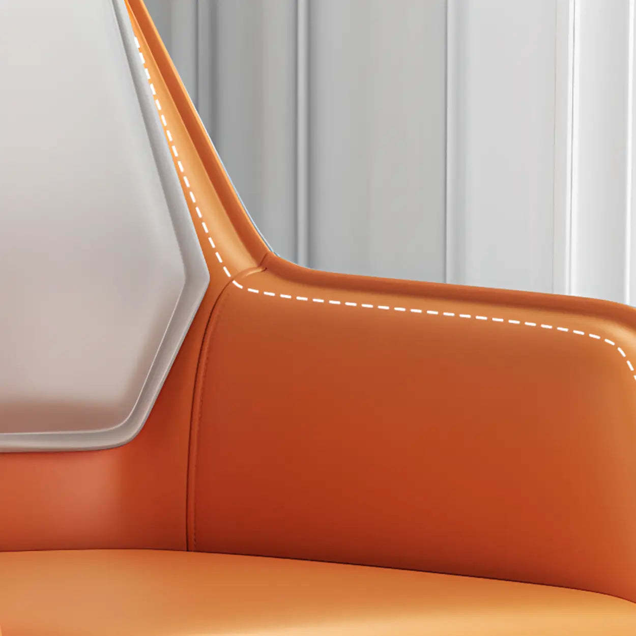 Faux Leather Solid Back Arm Dining Chair