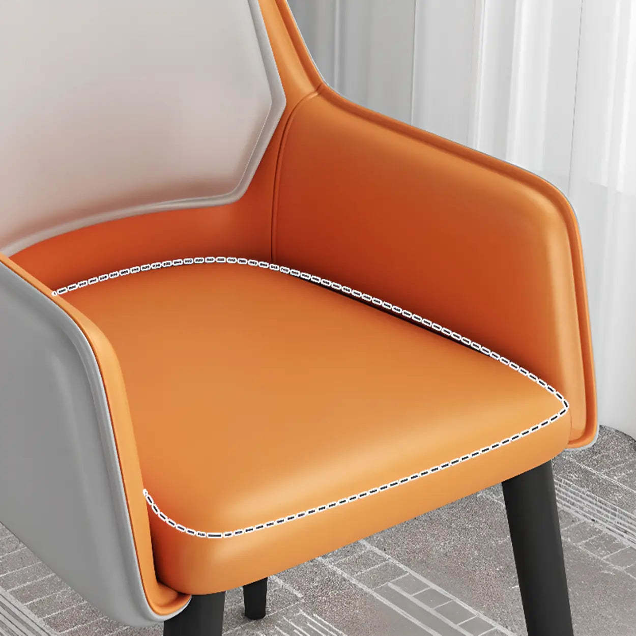 Faux Leather Solid Back Arm Dining Chair
