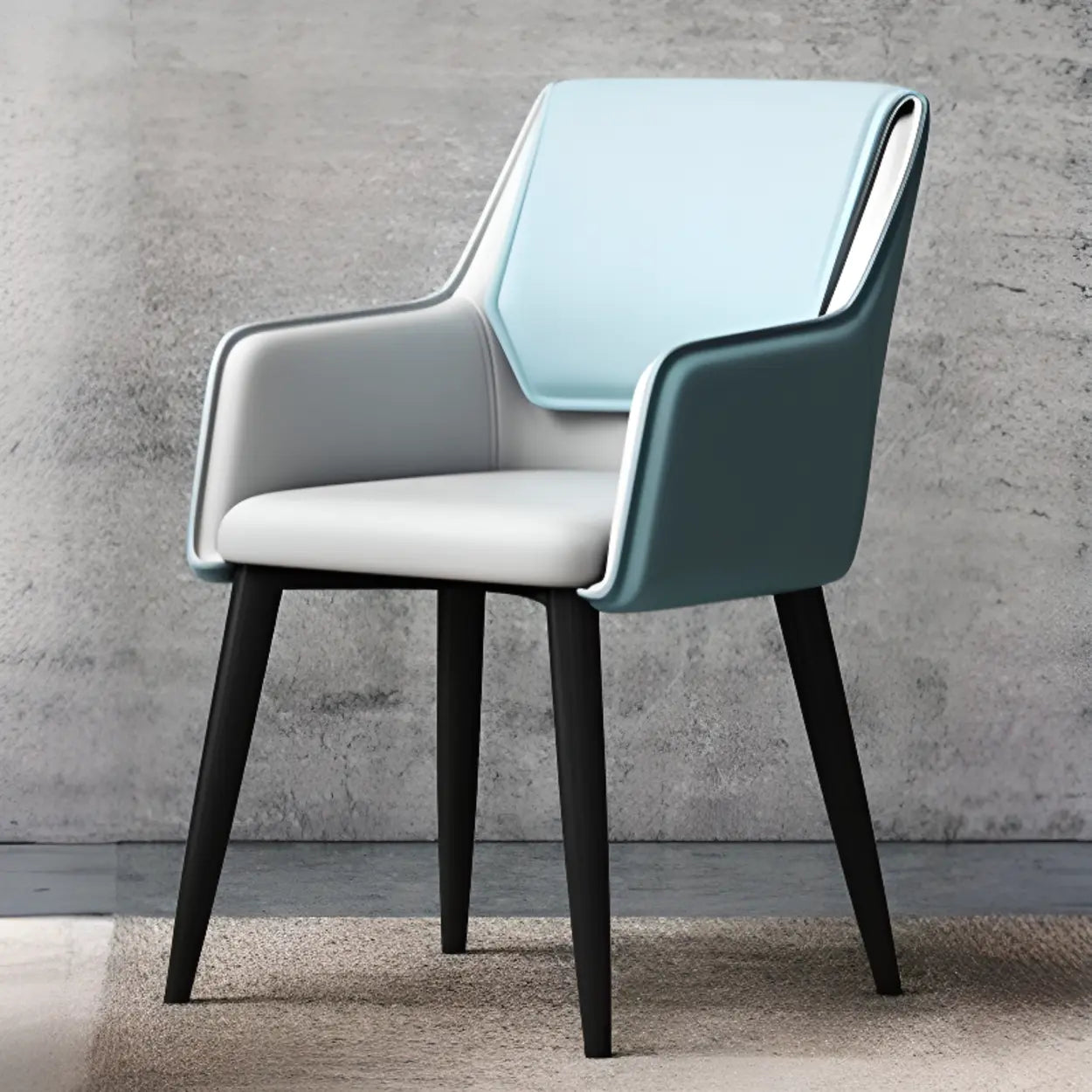 Faux Leather Solid Back Arm Dining Chair — Dark Gray