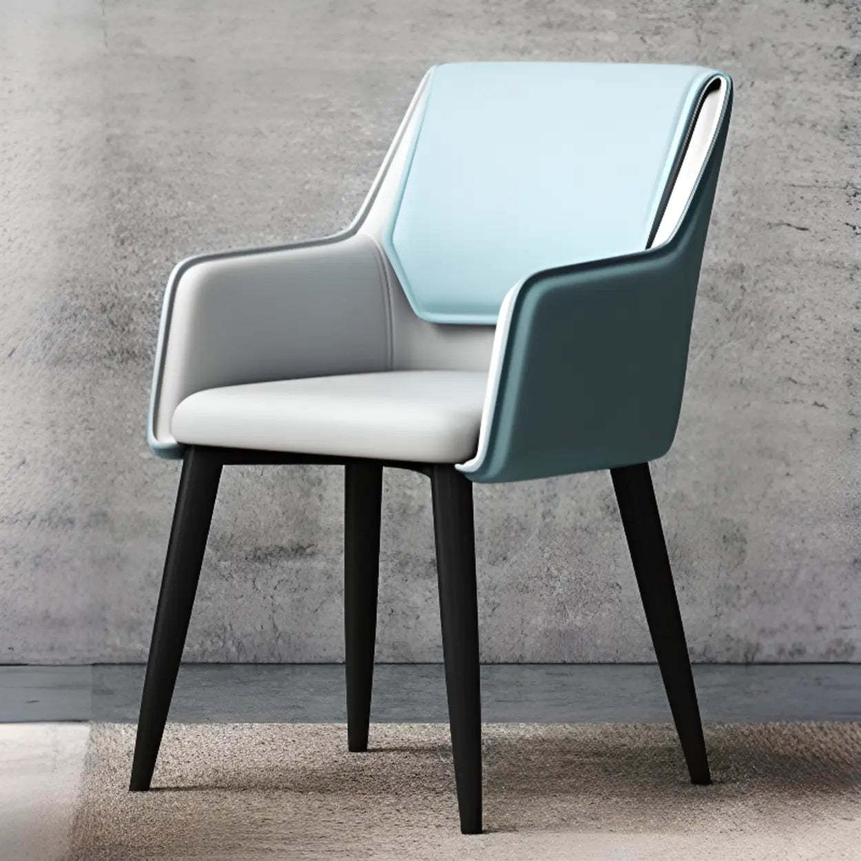 Faux Leather Solid Back Arm Dining Chair — Dark Gray