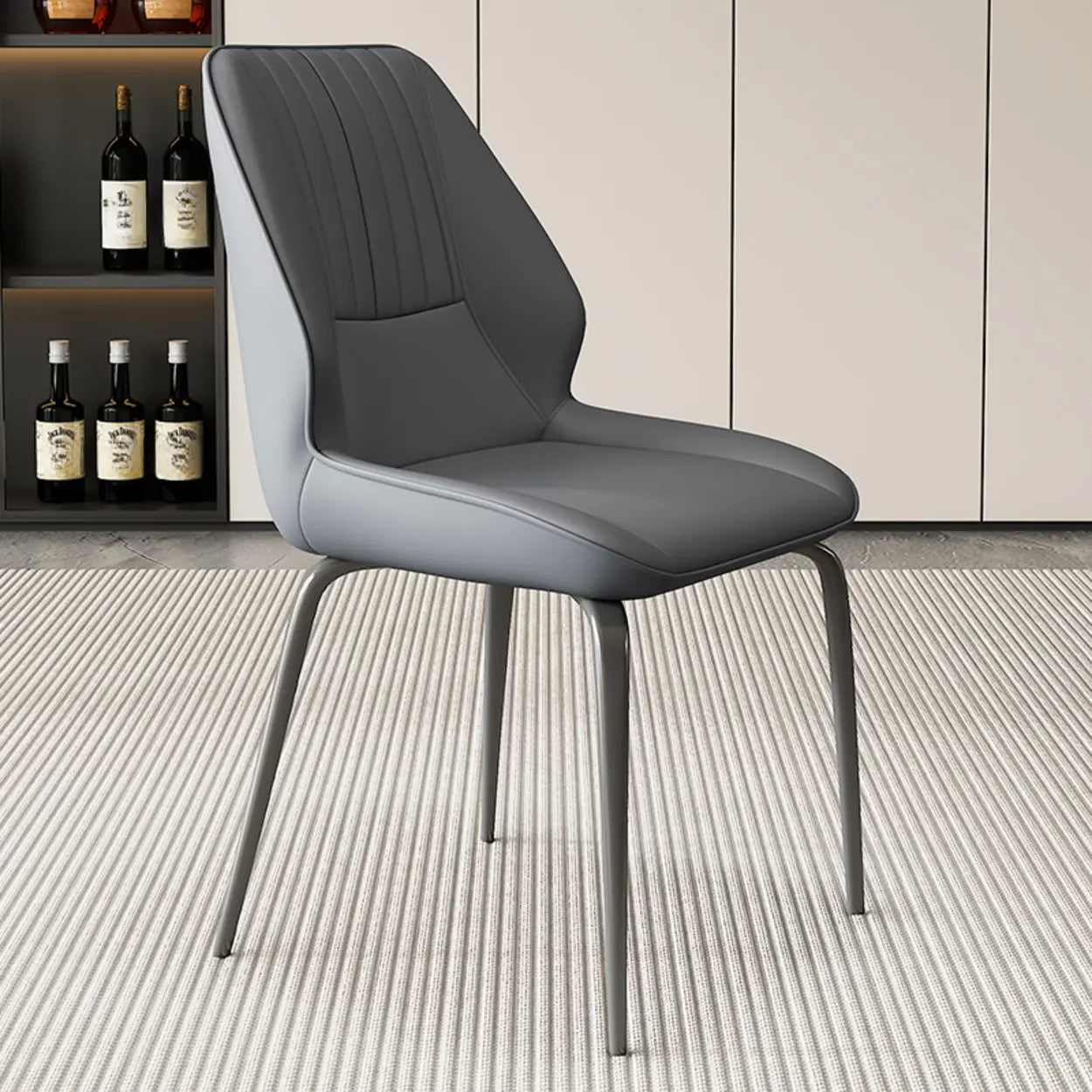 Faux Leather Upholstered Wingback Dining Chair — Grey