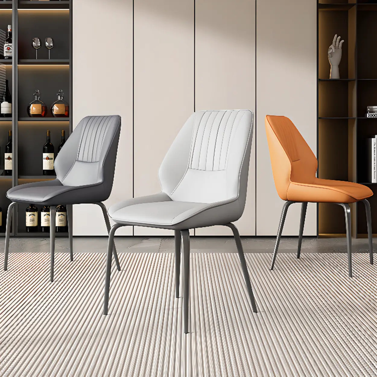 Faux Leather Upholstered Wingback Dining Chair — Dark Gray