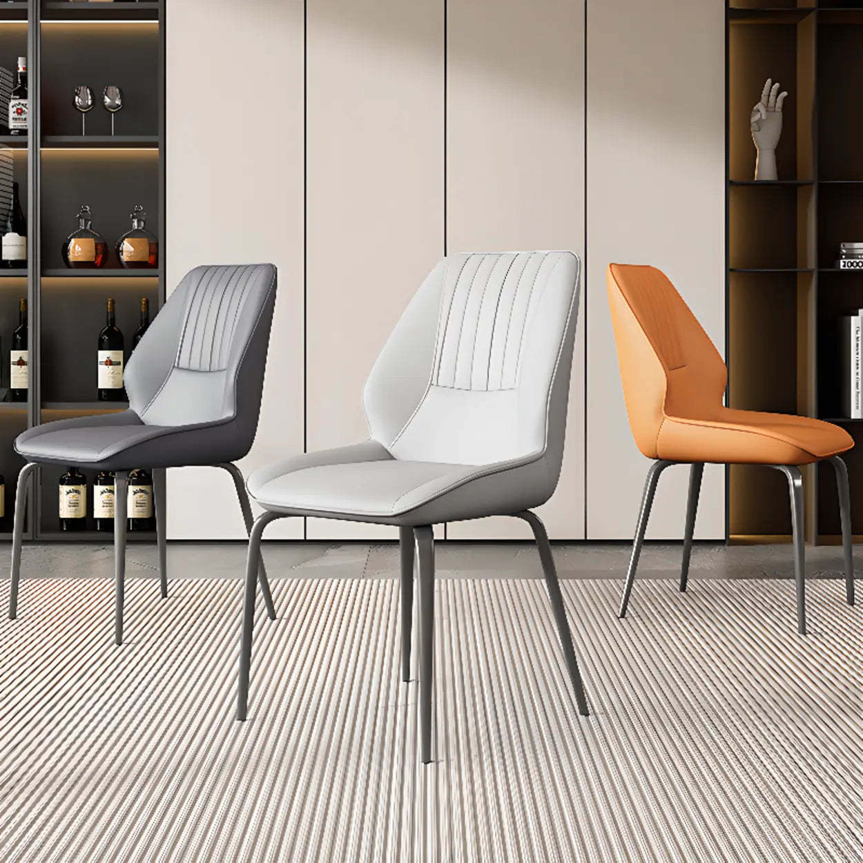 Faux Leather Upholstered Wingback Dining Chair — Dark Gray