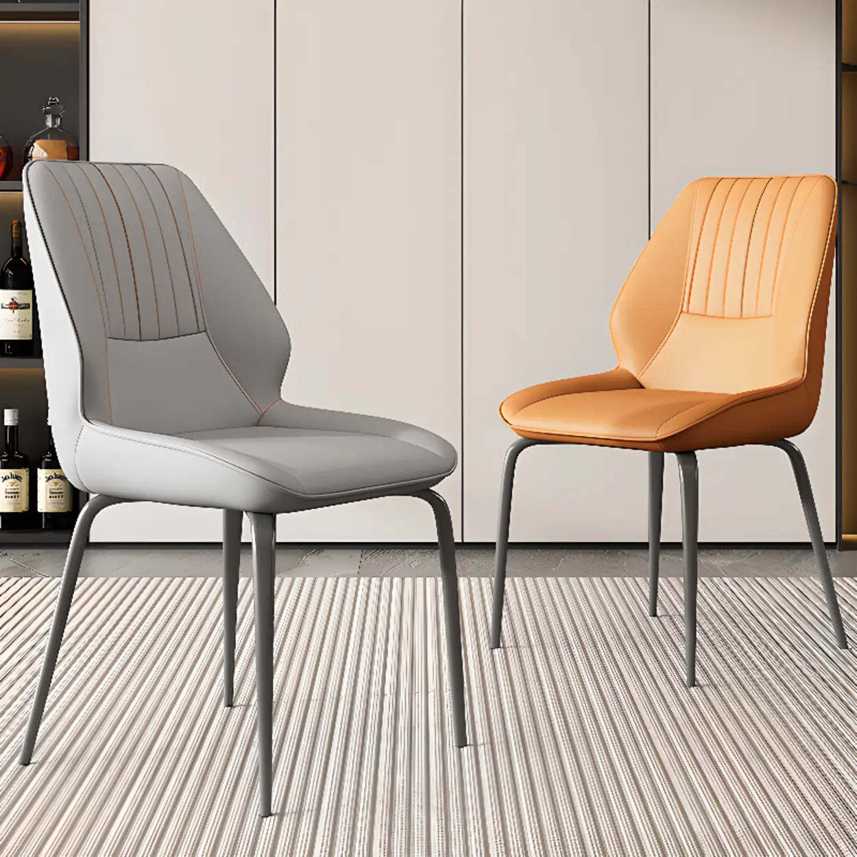 Faux Leather Upholstered Wingback Dining Chair