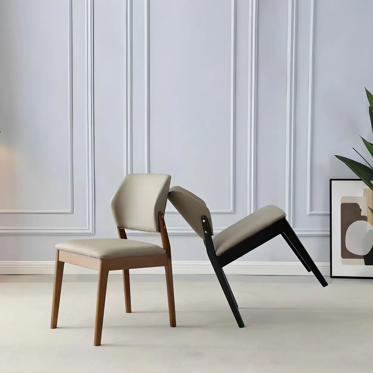 Faux Leather Wood Frame Dining Chair