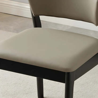 Faux Leather Wood Frame Dining Chair — Dark Coffee / 1 Piece / Black